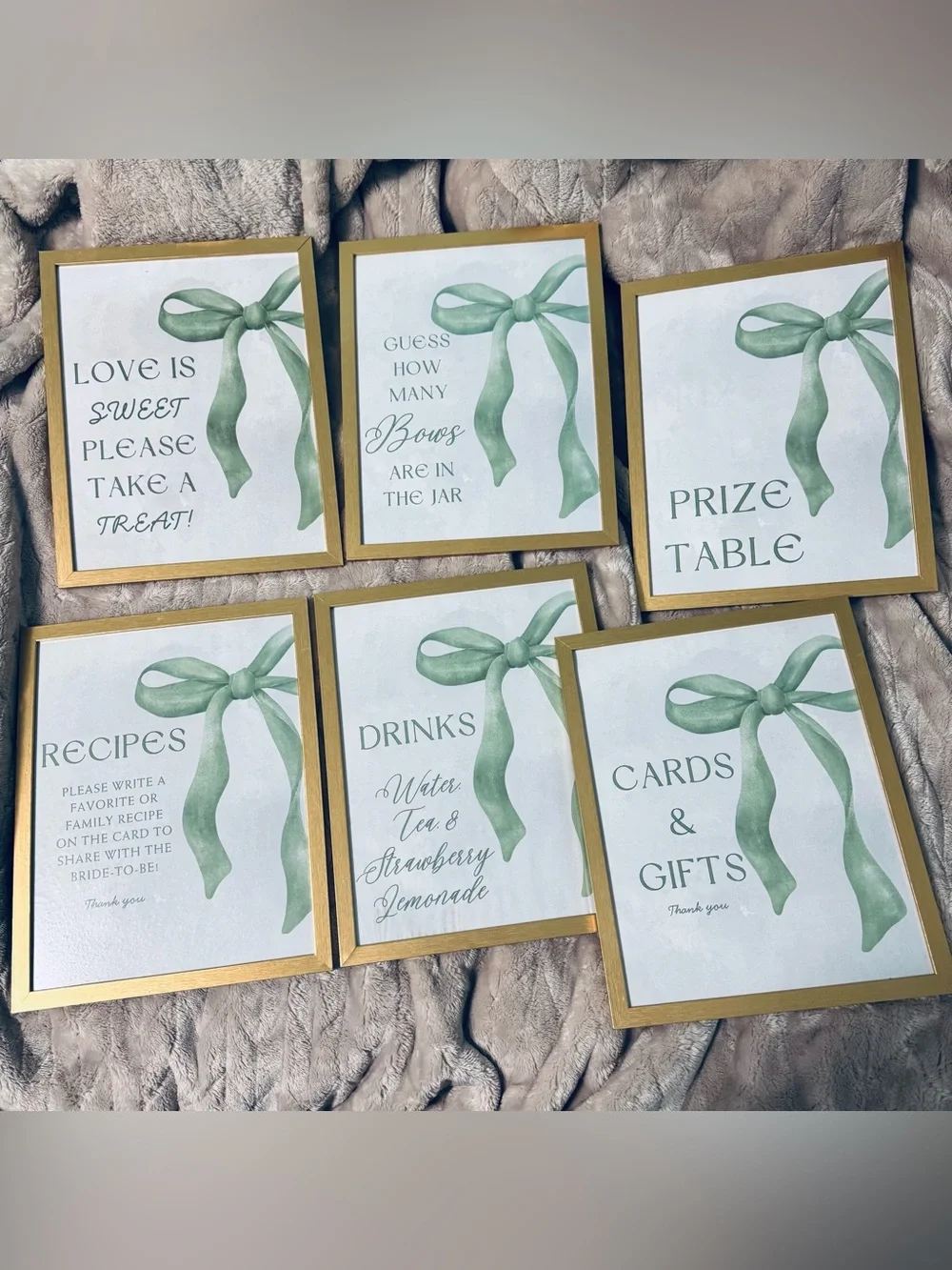Amazon Gold-Trim Green Ribbon Party Signs Set